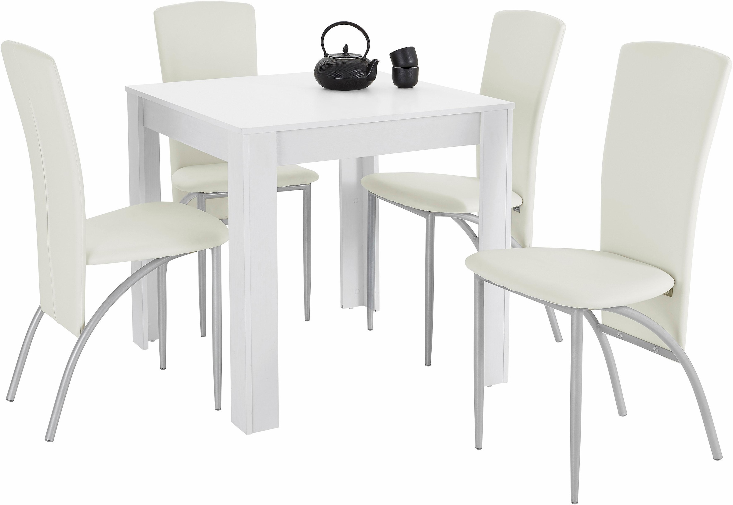 INOSIGN Essgruppe »LynnNico« Set: Esstisch 80 x 80 cm und 4 Stühle mit pflegeleichtem Kunstleder