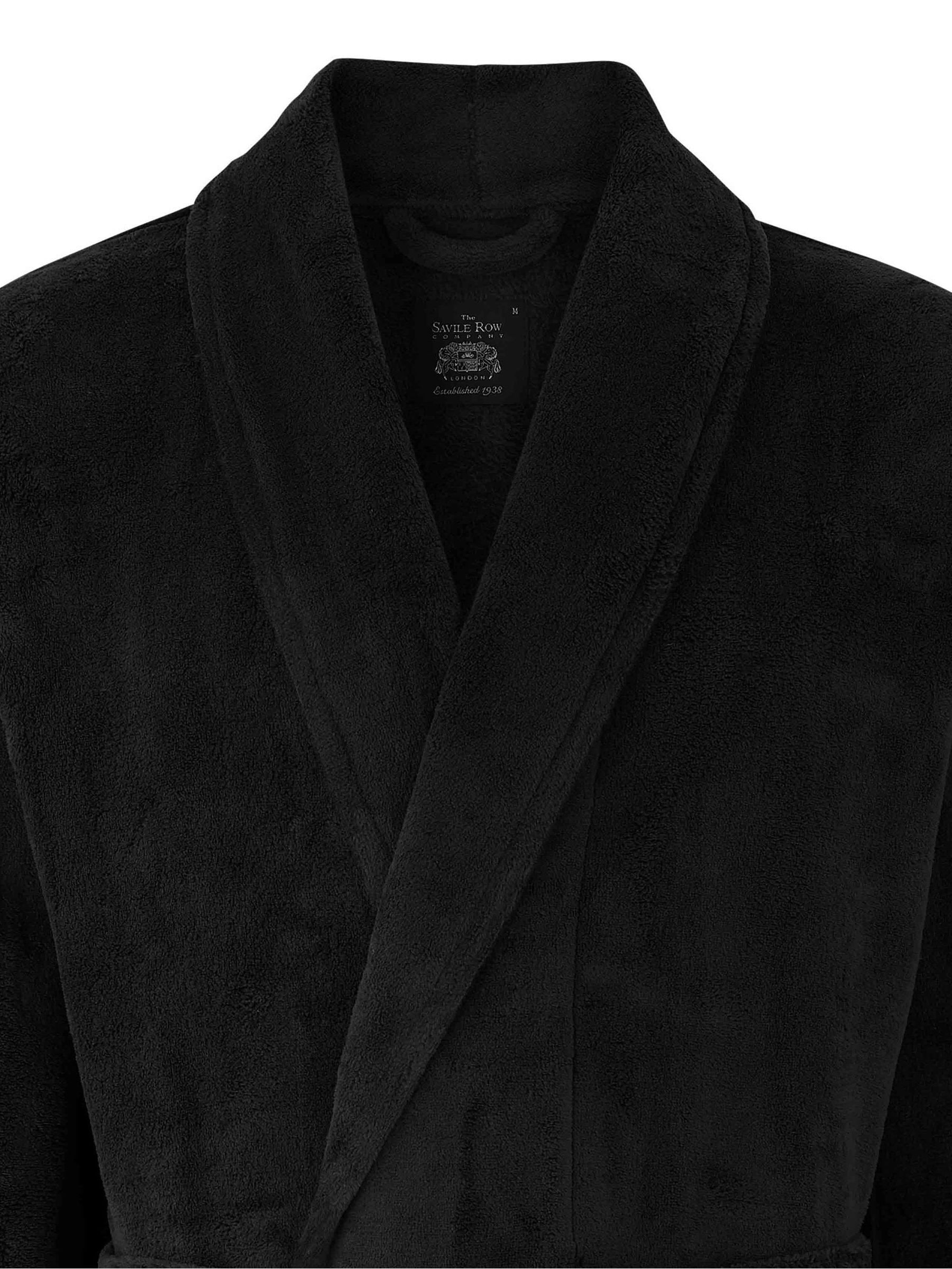 The Savile Row Company Lightweight Soft Fleece Black Dressing Gown