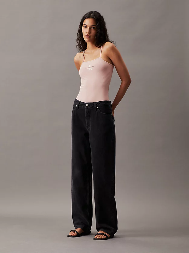 Body monogramado em algodão elástico