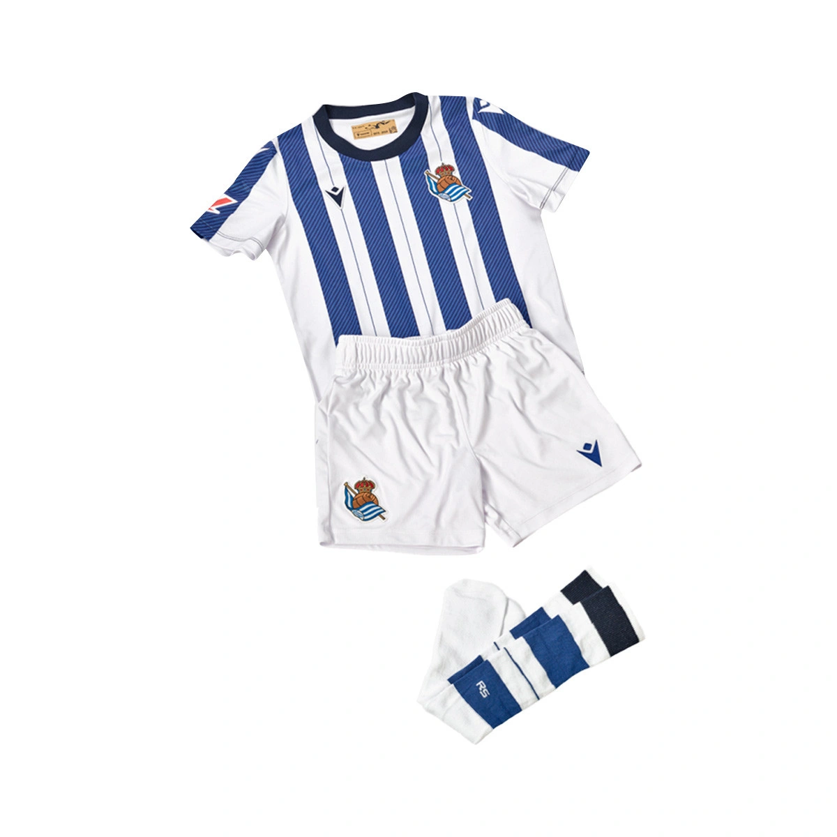 Conjunto Macron Real Sociedad Primeiro Equipamento 2025-2026 Criança