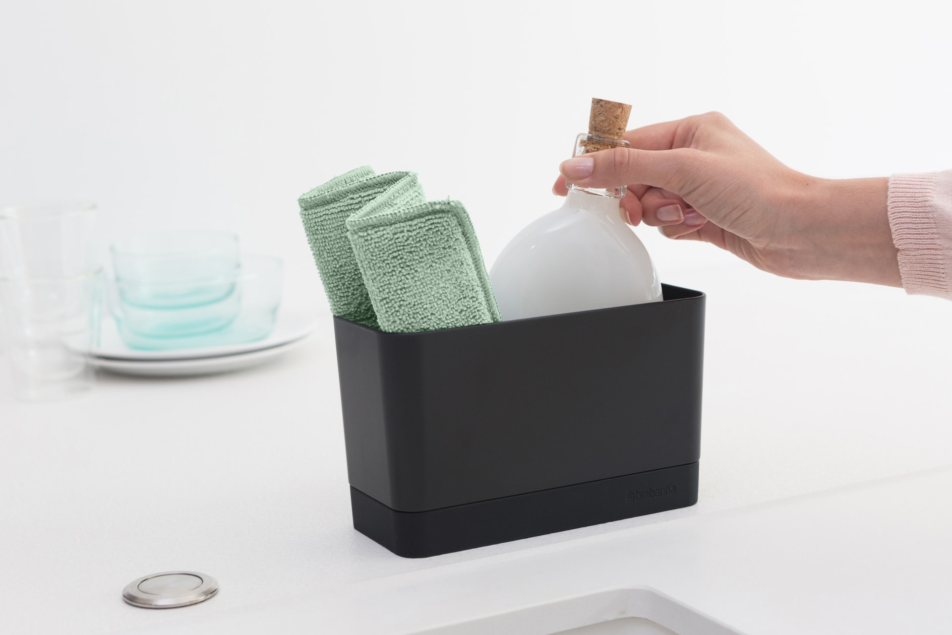 brabantia Microfaser Reinigungstücher SINKSIDE 3er Set grün/grau