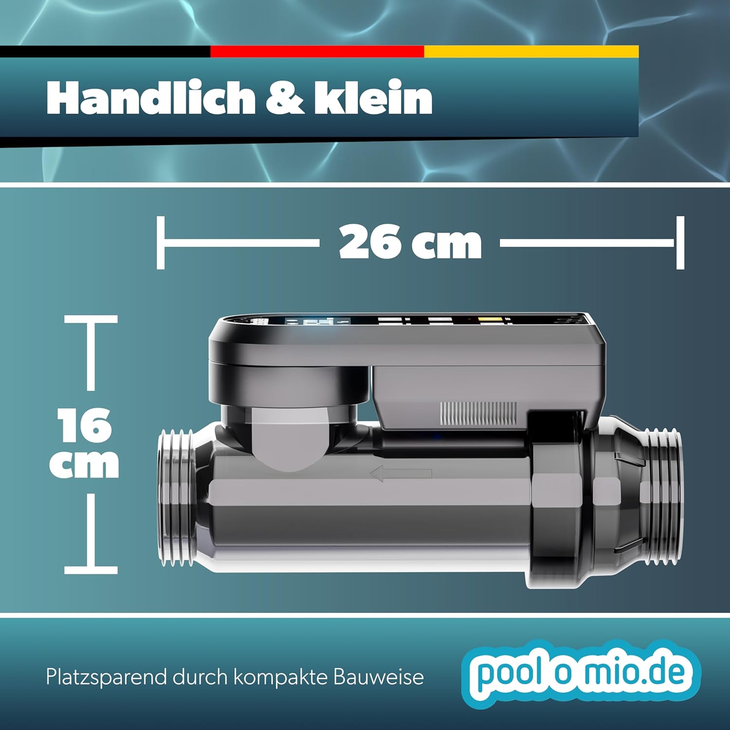 Poolomio® Chlorinator Pool bis 110.000L | Salzelektrolysegerät 25g/h mit Smarter App-Steuerung & Titanzelle | Salzanlage zur chemiefreien Wasserpflege | Pool Salzwassersystem mit Dosierautomatik