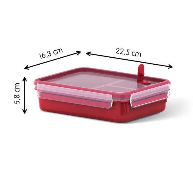 Clip micro boîte rect. 1.2l+3comp.rouge