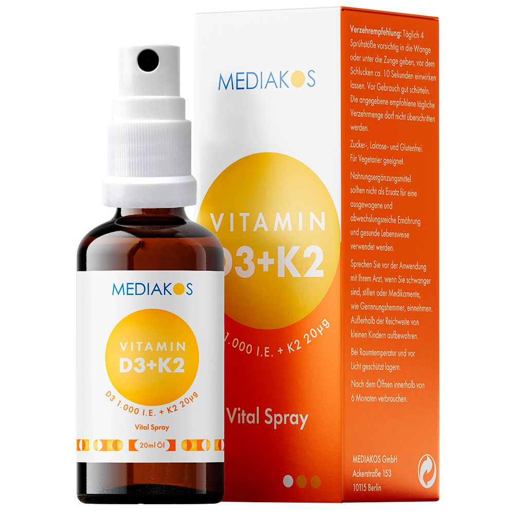 MEDIAKOS Vitamin D3 + K2 1.000 I.E. 20 µg Vital Spray