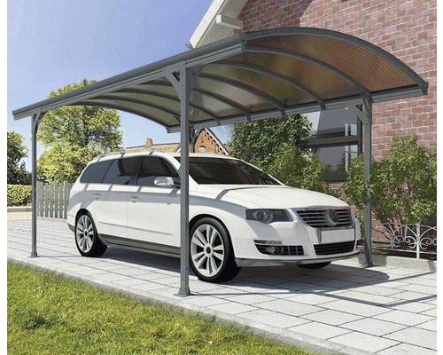Palram enkele carport – Canopia Vitoria 5000 incl. regengoot 290 x 500 cm antraciet