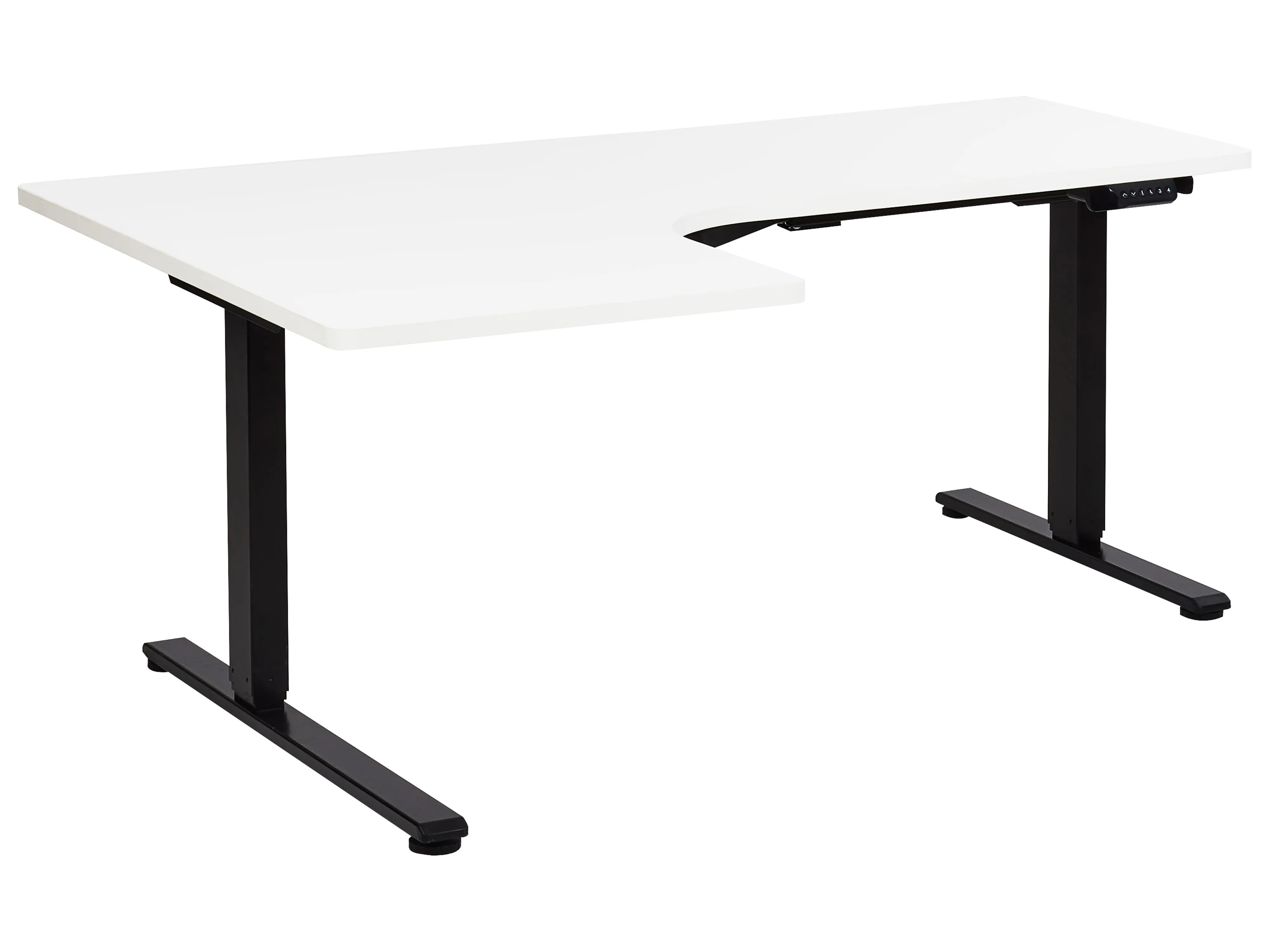 Elektrisch verstelbaar hoekbureau DESTINES Wit/zwart 160 cm 109 cm linkszijdig