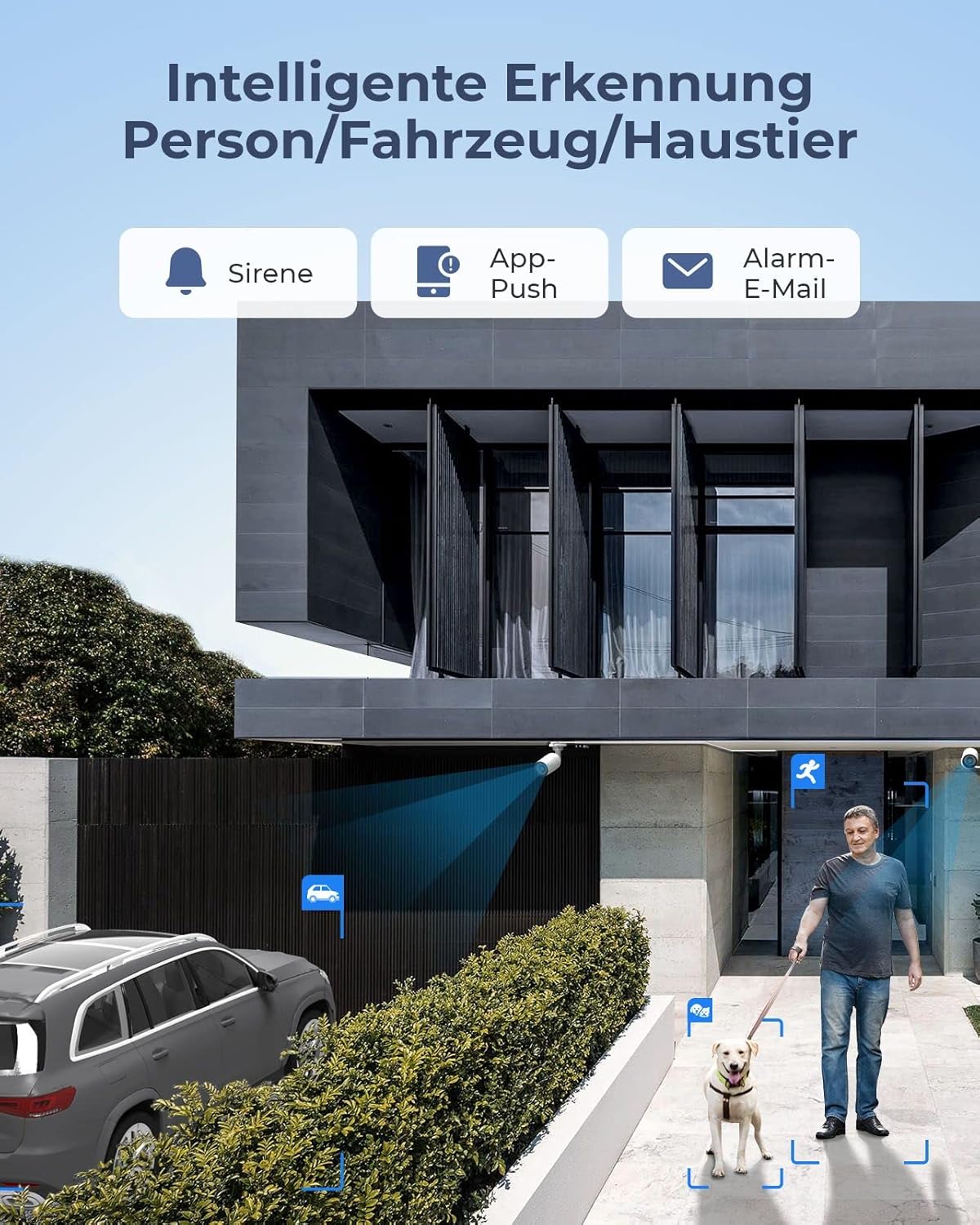 Reolink 12MP Überwachungskamera Set Aussen, 4X PoE IP Kamera Outdoor Innen, Spotlights, Personen-/Fahrzeugerkennung, 2-Wege-Audio, 24/7 Aufnahme, Farb-/IR-Nachtsicht, 8CH 2TB HDD NVR, RLK8-1200B4-A