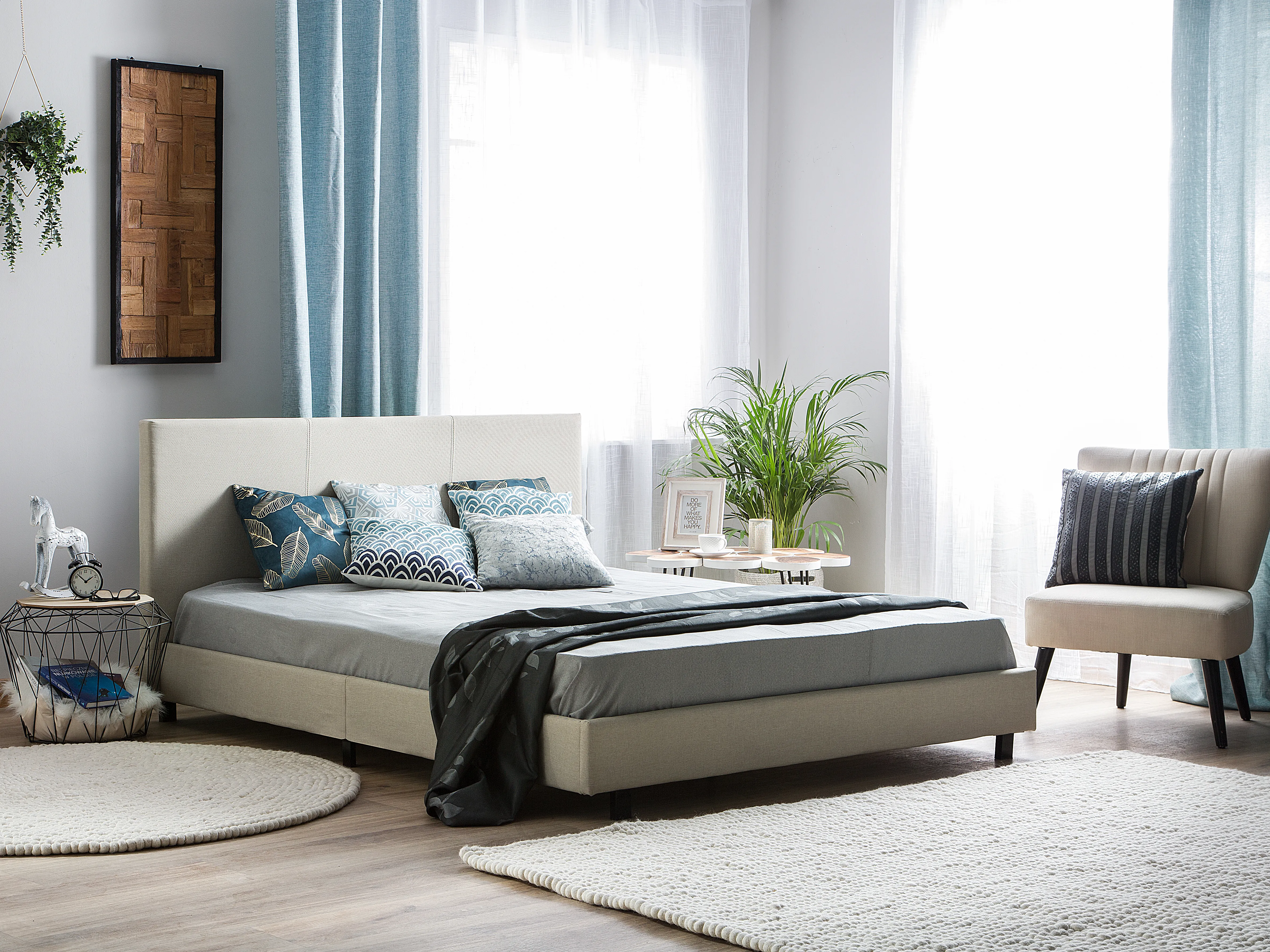 Bed Stof ALBI 180 x 200 cm Beige