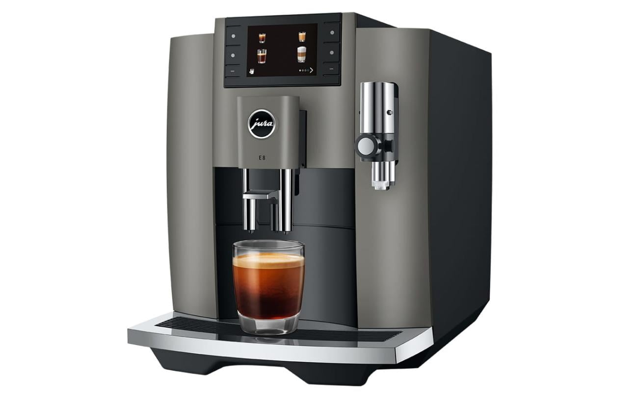 Kaffeevollautomat E8 Dark Inox (SC)<br>Zweitassen-Vollautomat für 17 verschiedene Kaffee- und Milchgetränke