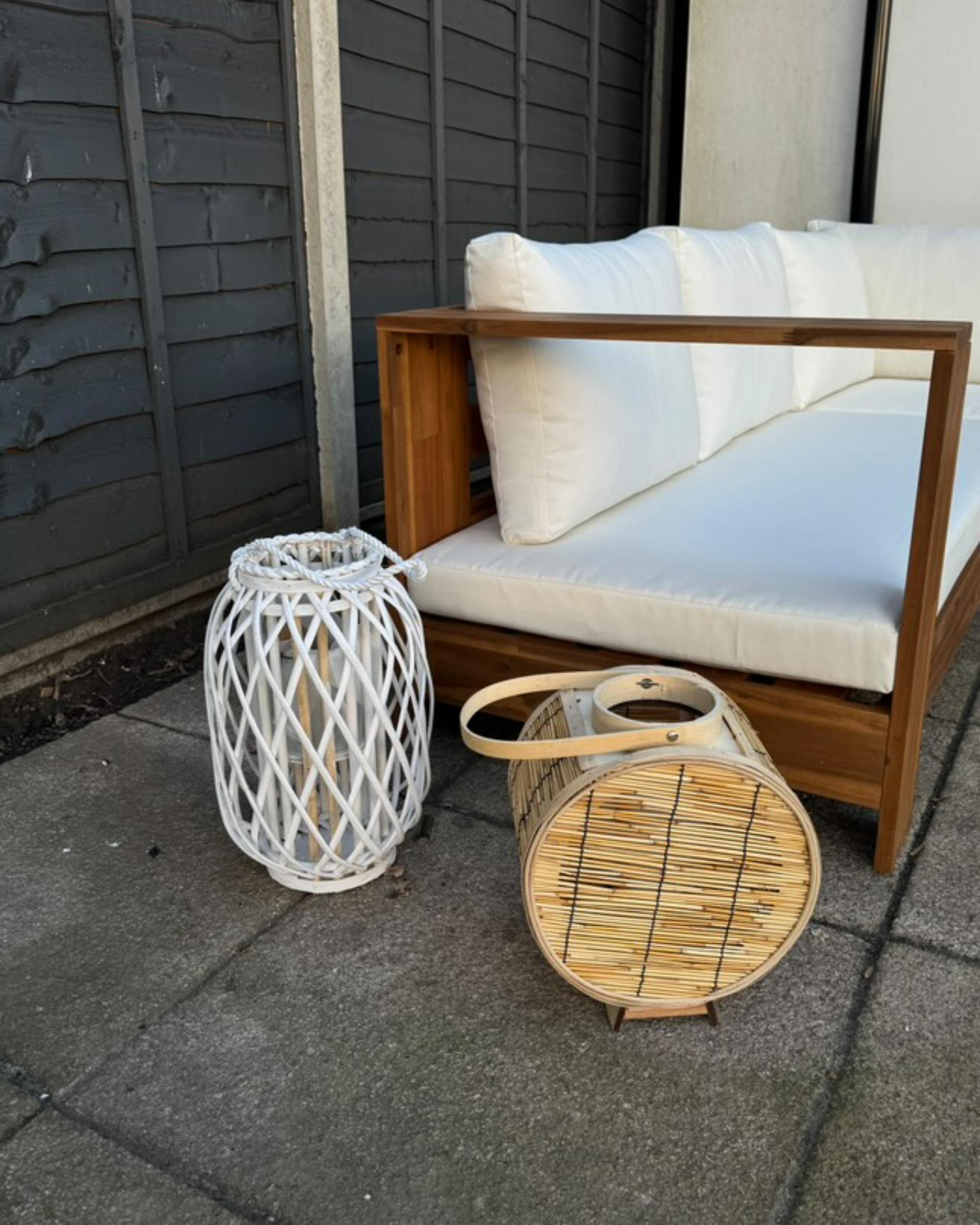 Lantaarn MAURITIUS Wilgenhout 40 cm Wit