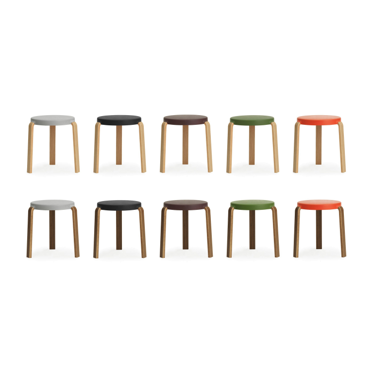 Normann Copenhagen Tap kruk met walnoten onderstel olijfgroen