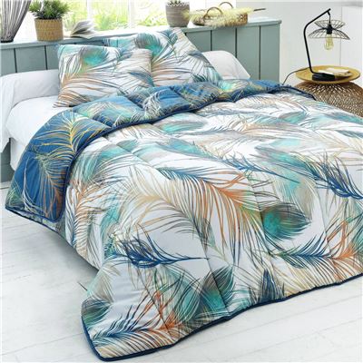 Couette DÉCO DOUBLE FACE motif plumes - Becquet Création – légère ou chaude