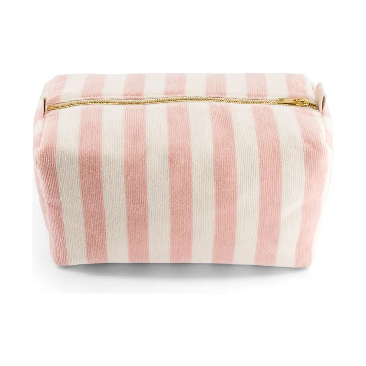 Rose in April Trousse de toilette en éponge Vic rayée | Rose pâle