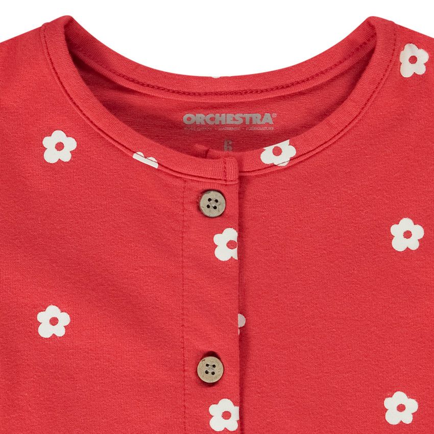 Ensemble 4 pièces imprimé fleurs pour bébé fille - Rouge