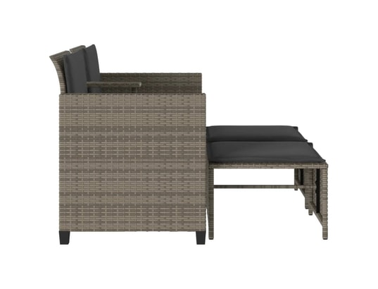VIDAXL - Salon extérieur Canapé de jardin 2 places avec table et tabourets gris rotin