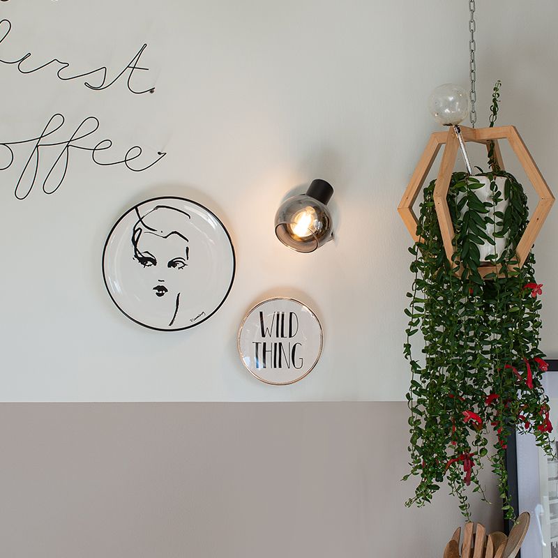 Art Deco spot zwart met smoke glas - Vidro