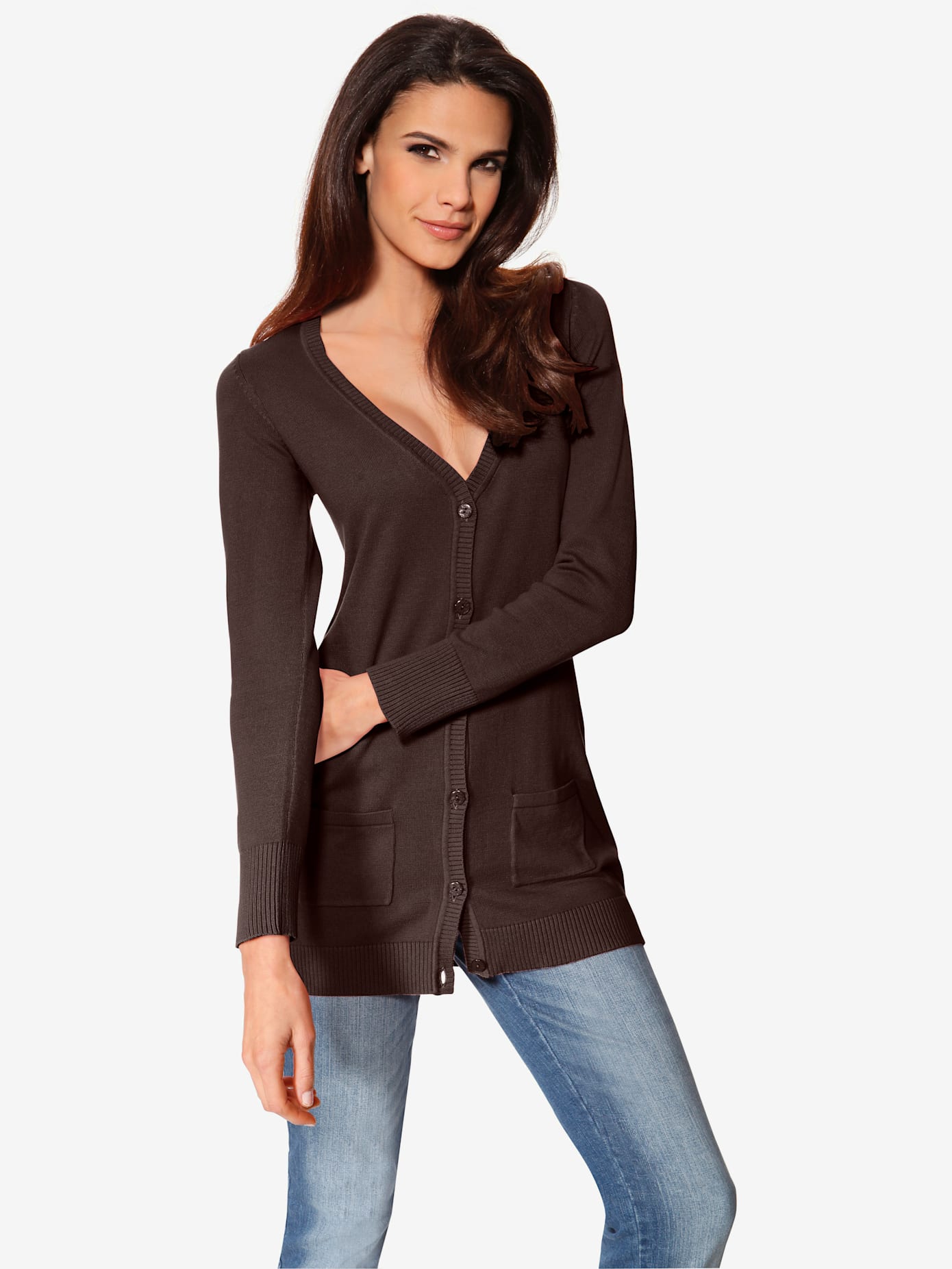 Veste en tricot fin basique incontournable, détails côtelés tendance