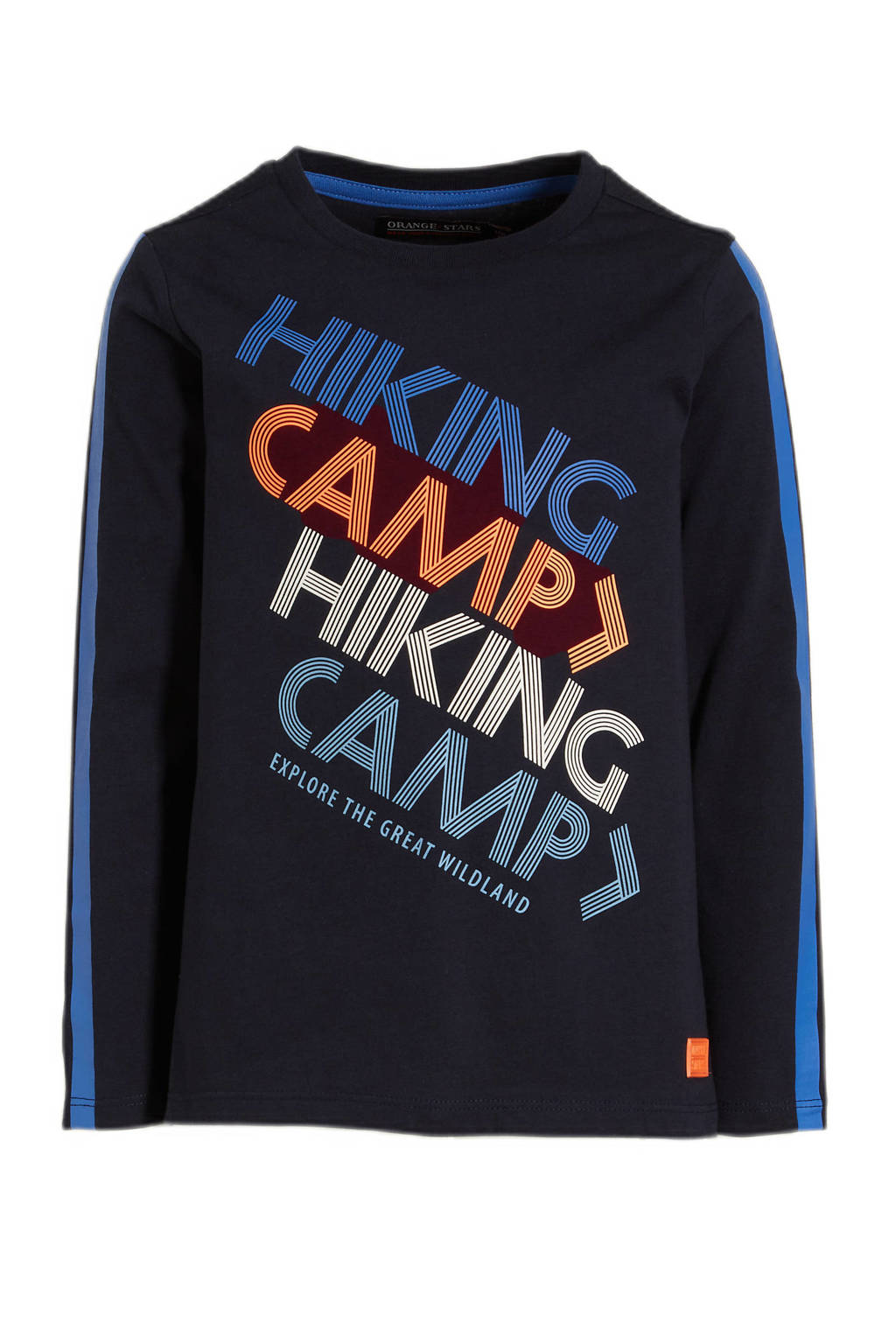 Orange Stars longsleeve Niel met tekstopdruk donkerblauw