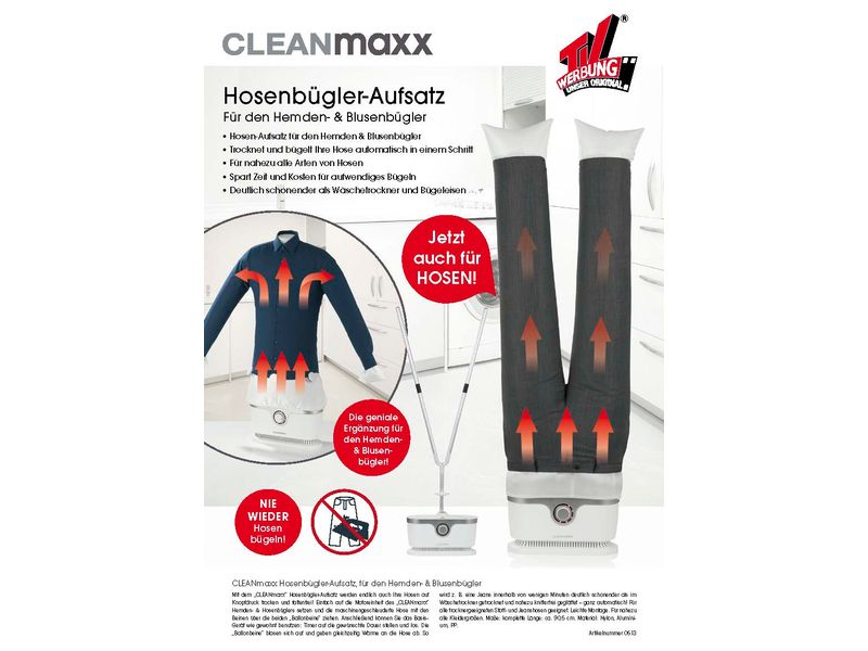 CLEANmaxx Hemdenbügler Hosenaufsatz zu CLEANmaxx Hosenbügler-Aufsatz