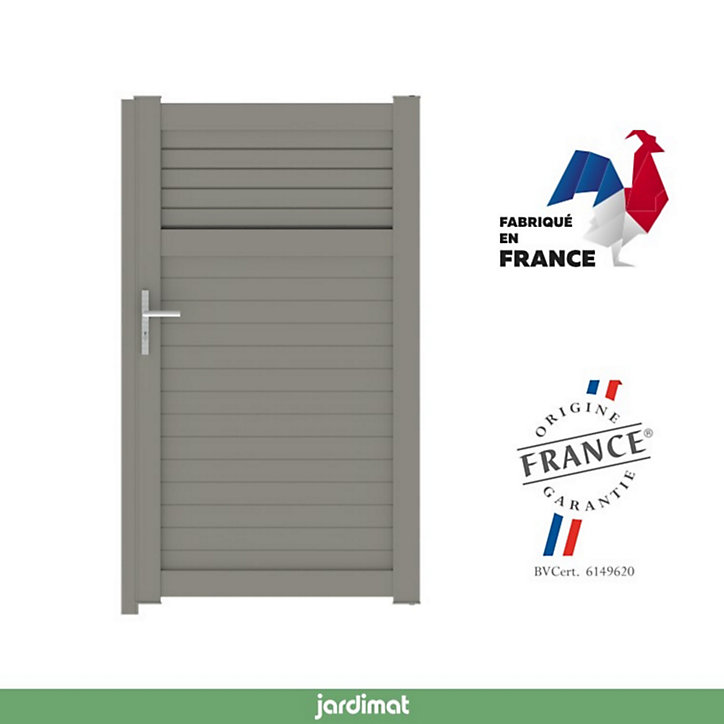 Portillon Jardimat battant aluminium Annoire gris quartz - 100 x h.177 cm