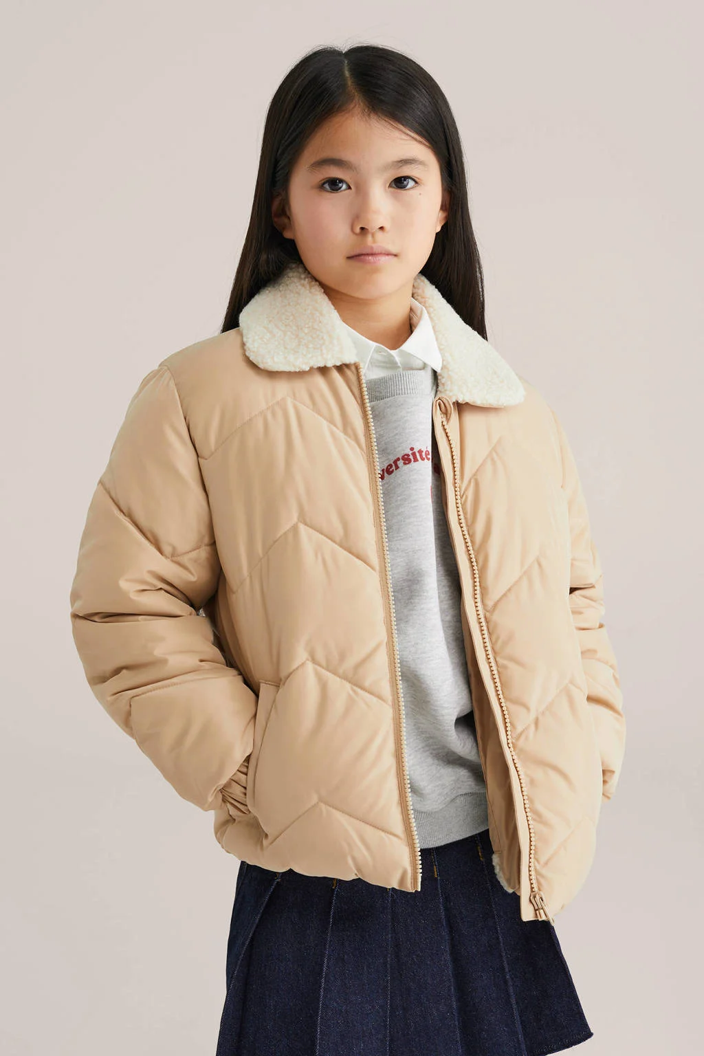 WE Fashion gewatteerde jas beige