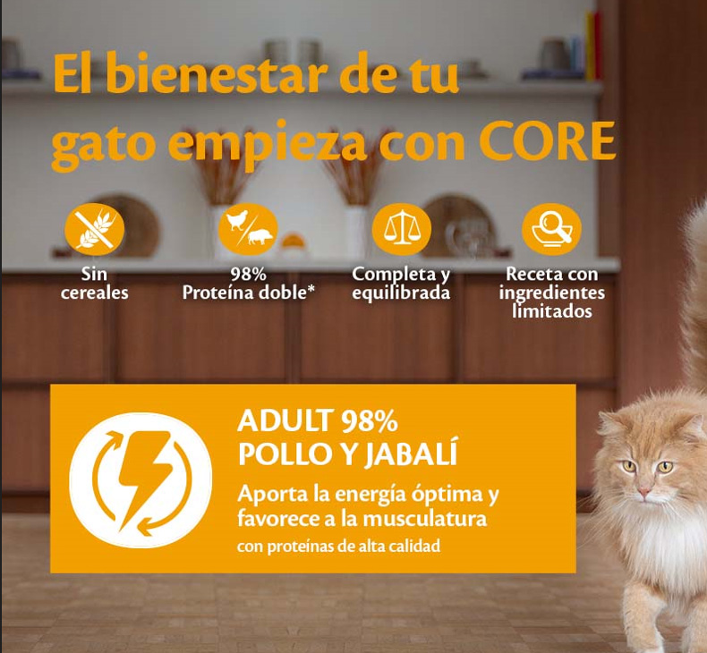 Pote de 85g de ração para gatos Wellness Core Single Protein sabor Frango e Javali
