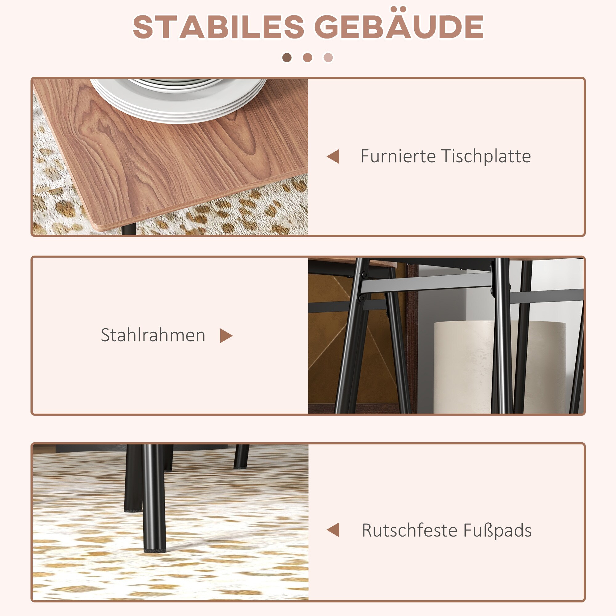 HOMCOM Esstisch mit 4 Stühlen natur 110L x 70B x 75H cm