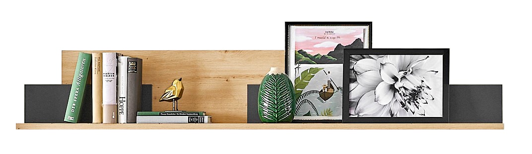 Wandboard COMO 150 x 25 cm Anthrazit matt Lack/Asteiche-Dekor