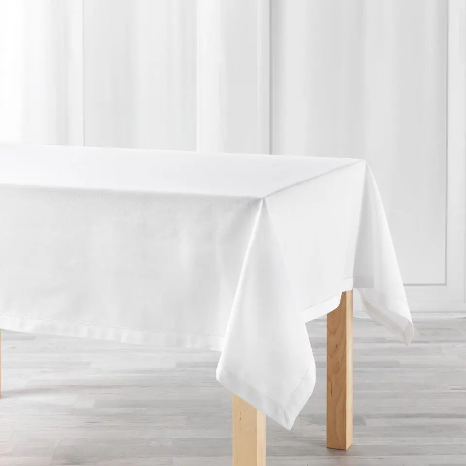 Tafelkleed/tafellaken - wit - 140 x 240 cm - katoen stof