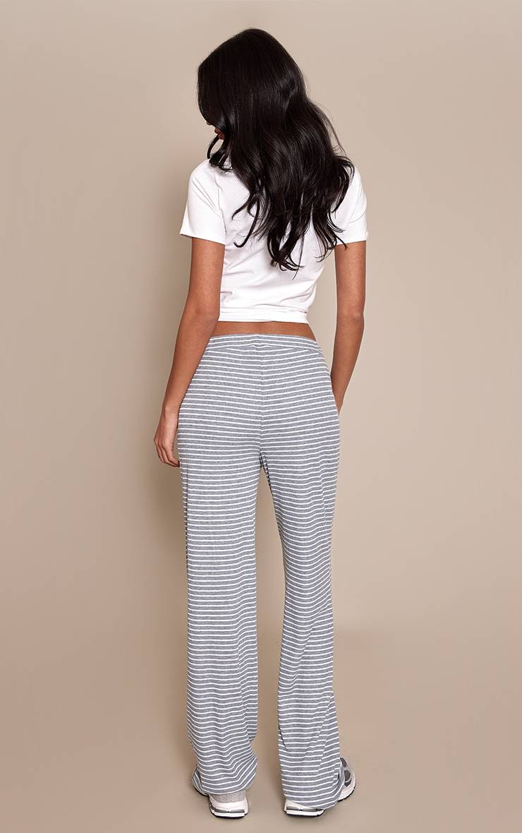 Gris Chiné Pantalon Large Style Boyfriend Taille Haute