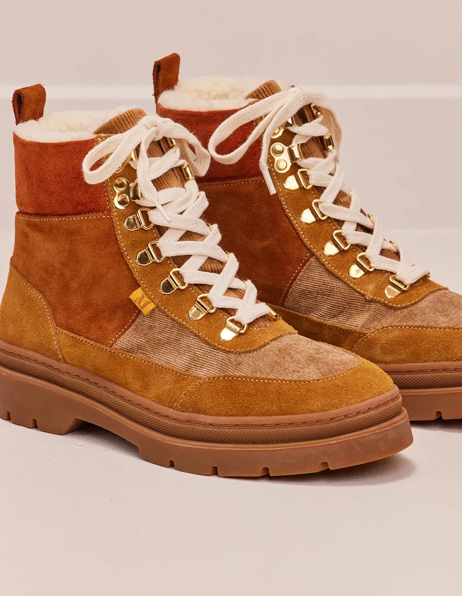 Bottines fourrées en cuir suédé et velours Joelle M.Moustache