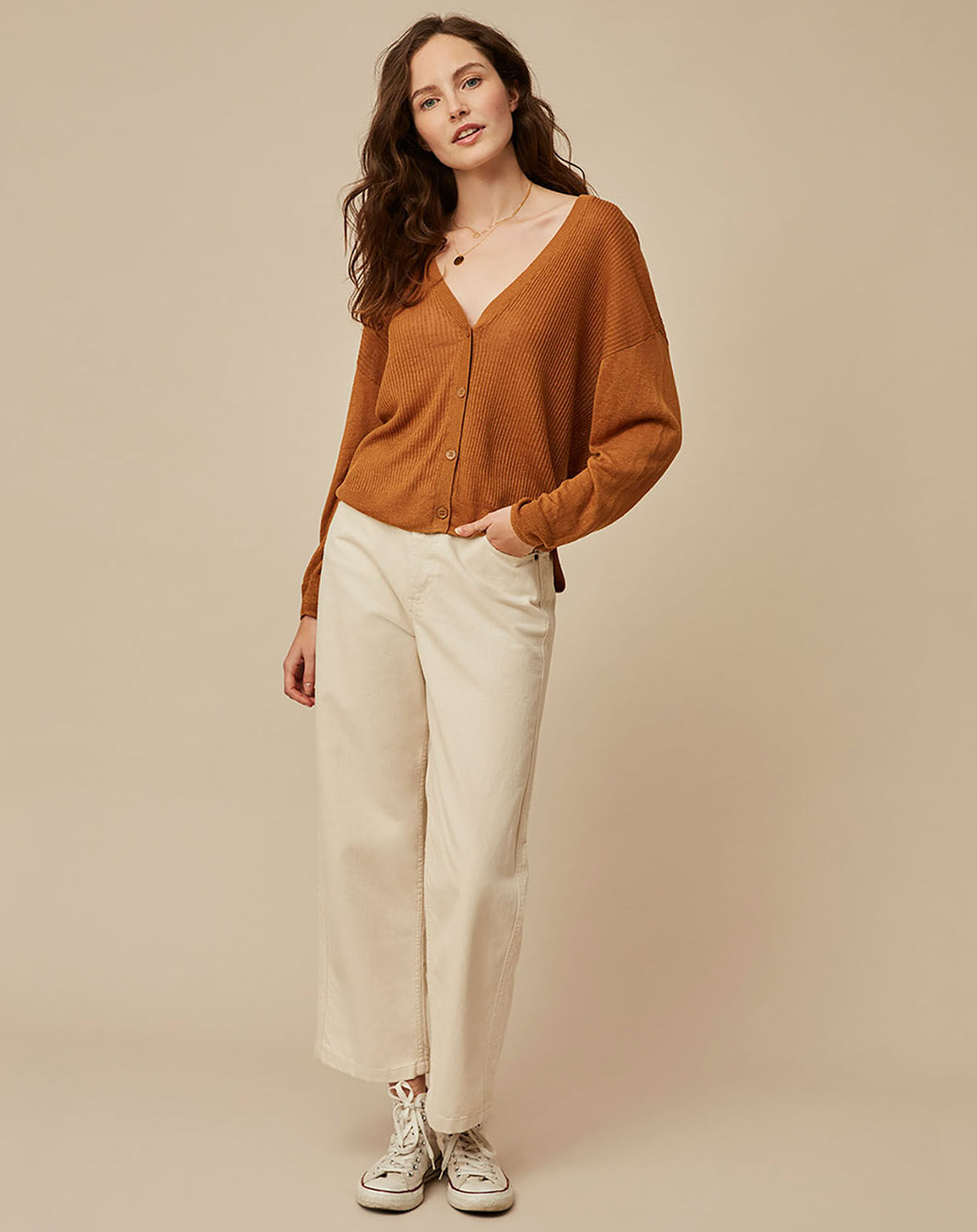 Harris Wilson Gilet 100% Lin Theory noisette