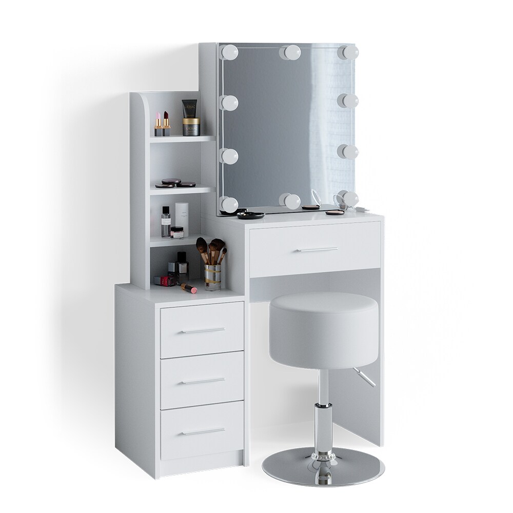 Vicco Schminktisch Frisiertisch Schminkkommode Conrada LED-Beleuchtung + Hocker
