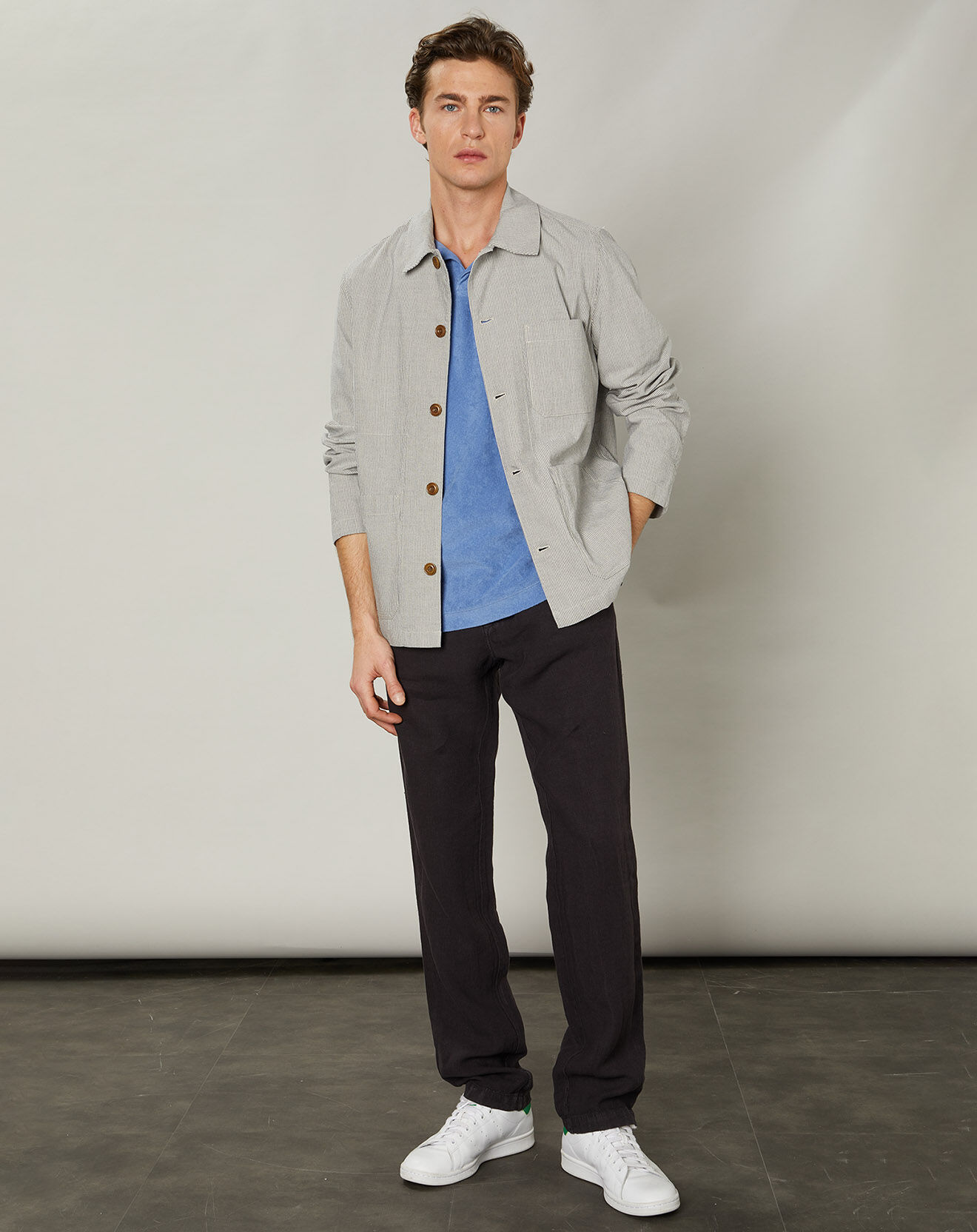 Hartford Veste en Coton & Lin Jamison natural/bleu