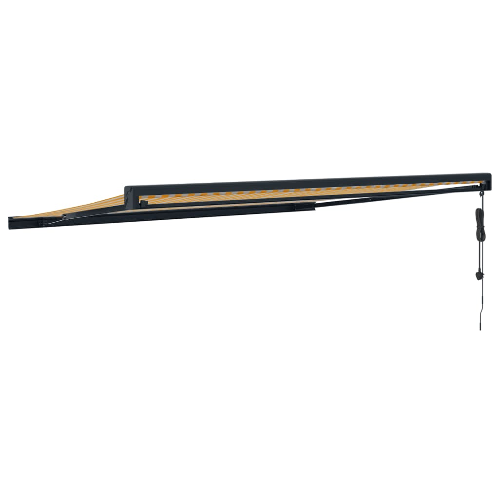 Auvent rétractable jaune et blanc 4x3 m tissu et aluminium