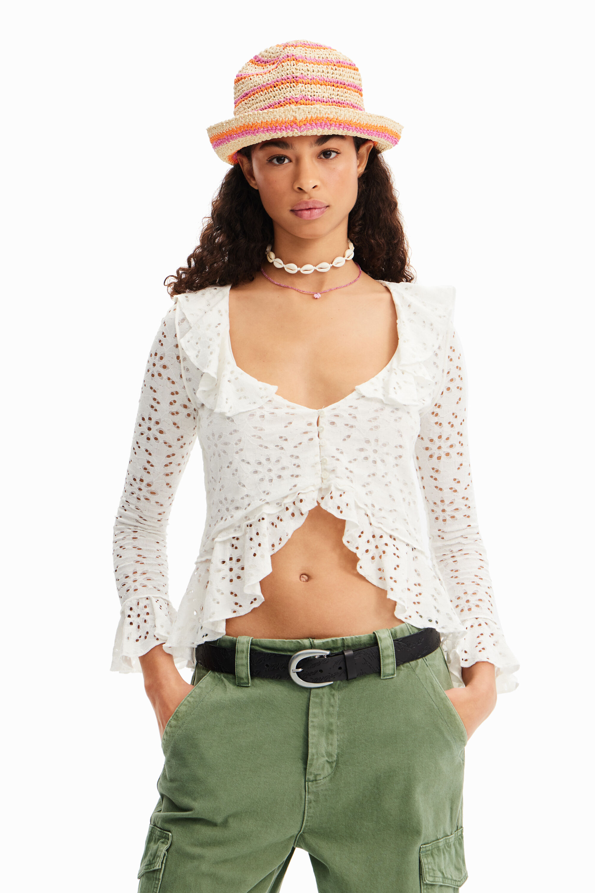 T-shirt manches longues volants