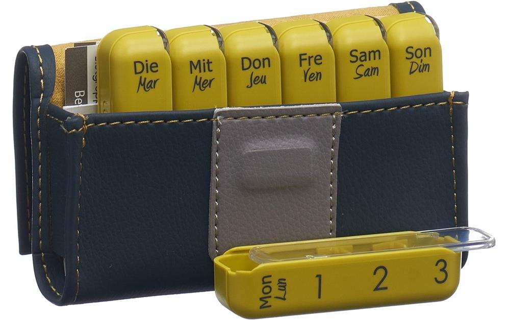 Wochenpillenspender Mini grau deutsch/französischTablettenspender klein