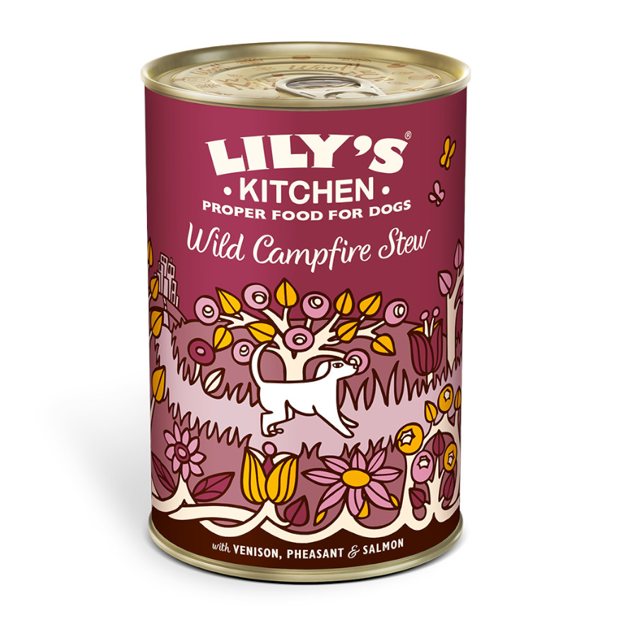 Ração enlatada de carne de veado e faisão da Lily's Kitchen para cães.