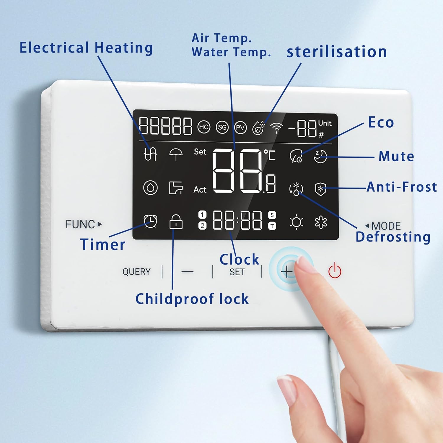 Smad R290 A+++ Inverter Luft Wärmepumpe, 16KW, COP 4.92, Warmwasser, Kühlung, Heizung, monoblock, Wifi, 220-240V 50Hz, Frostschutz, elektrische Zusatzheizung, Silent-Modus