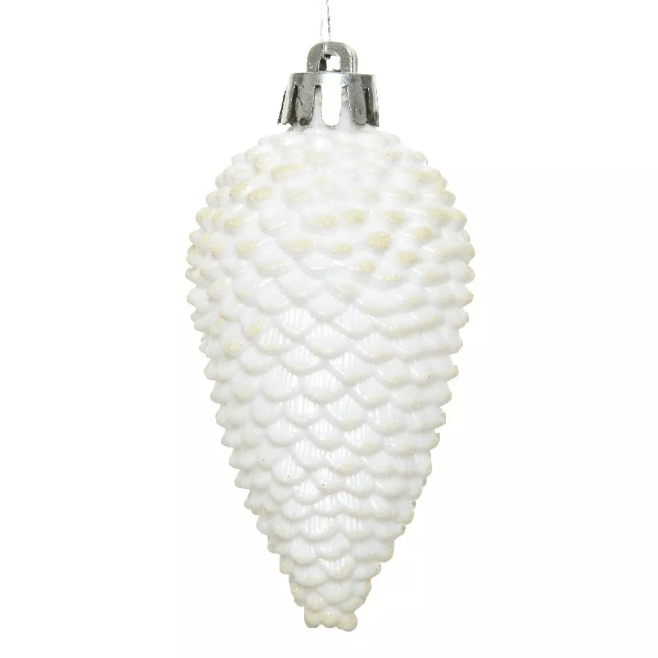 Lot de 6 pommes de pin à suspendre (H8 cm) Alpine Blanc