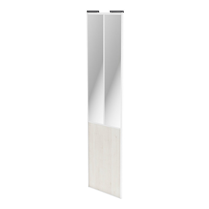 Porte de placard coulissante atelier bois nordique profil blanc GoodHome Arius H. 248,5 x L. 61.2 cm + amortisseurs