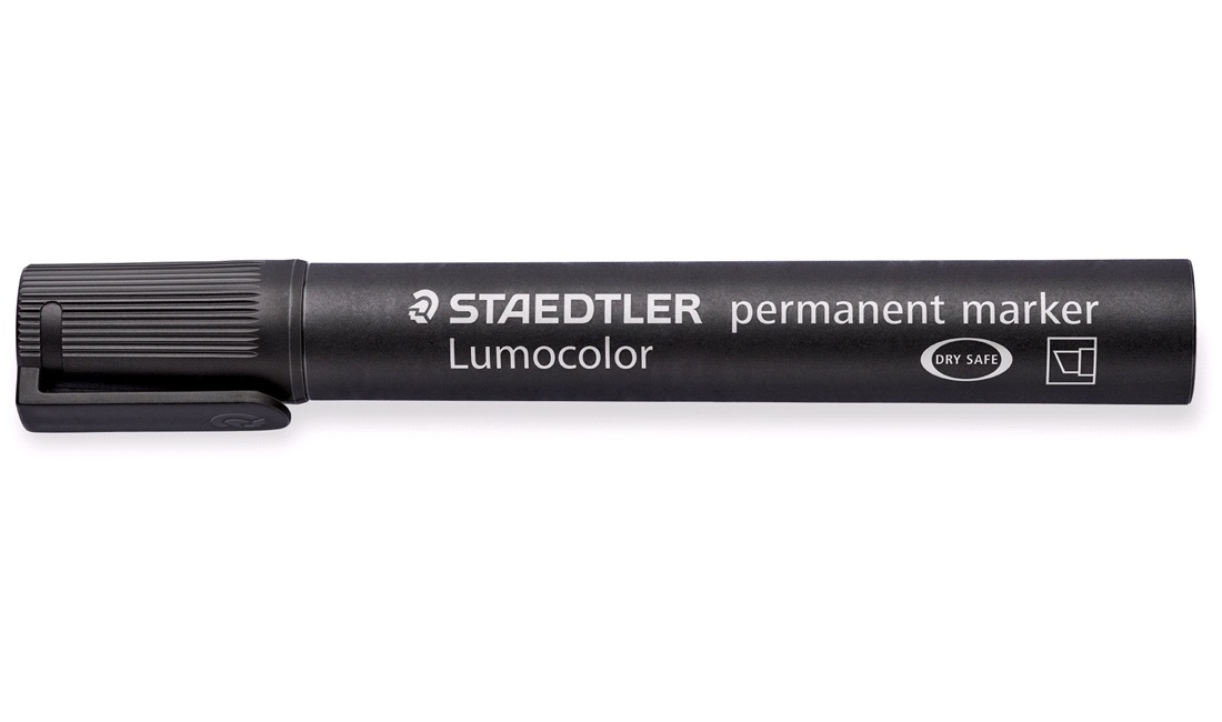 Permanent marker, sort, skrå bred spids