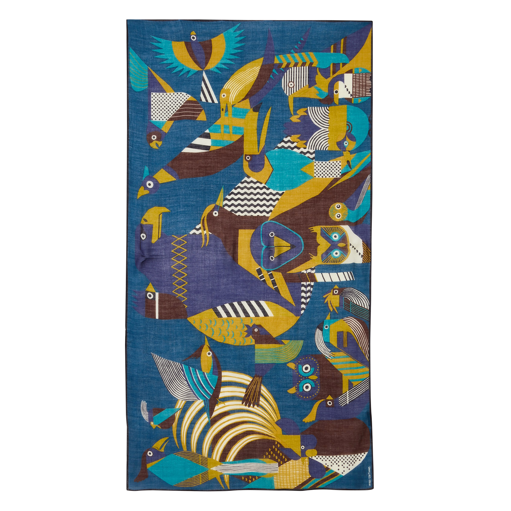 TRIBU - Foulard imprimé en laine | Bleu