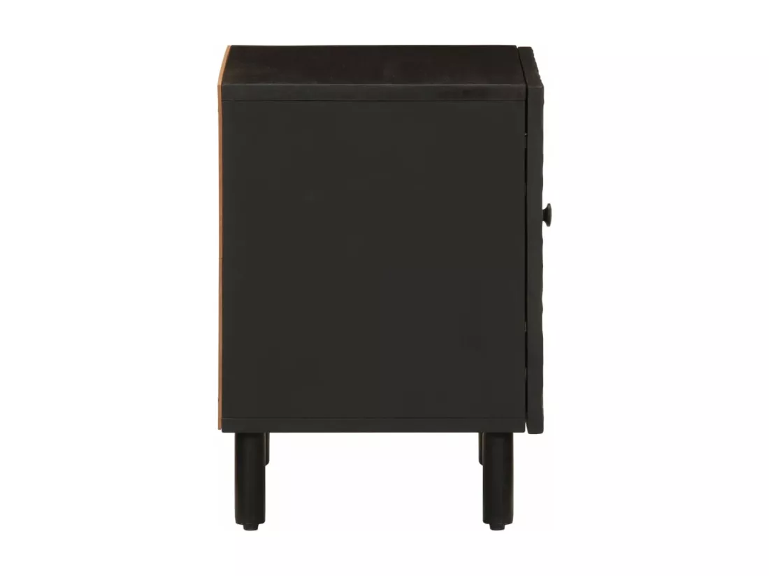 Table de chevet noir 40x33x46 cm bois de manguier solide
