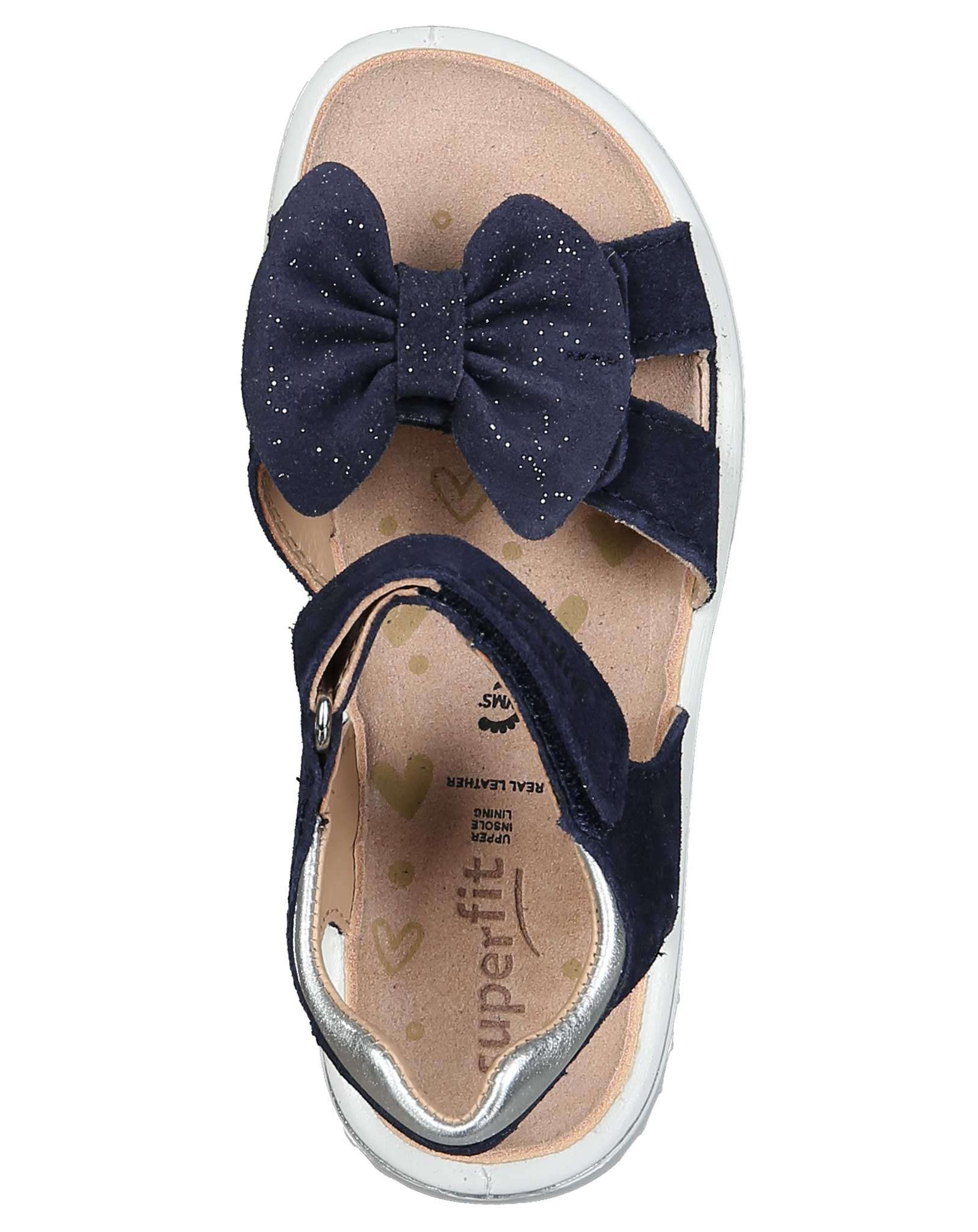 Leder-Klettsandalen SPARKLE BOW in blau