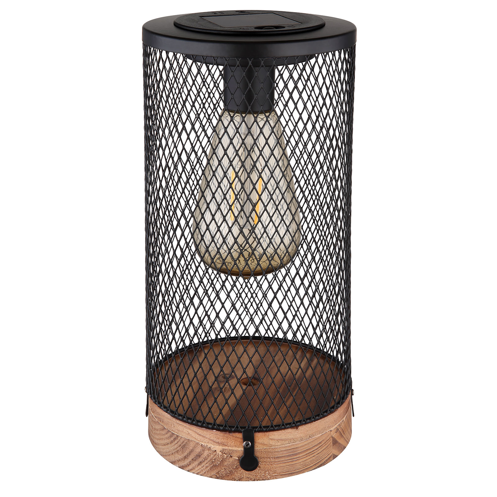LED-Solarleuchte - schwarz-Holzoptik - Ø 12 cm