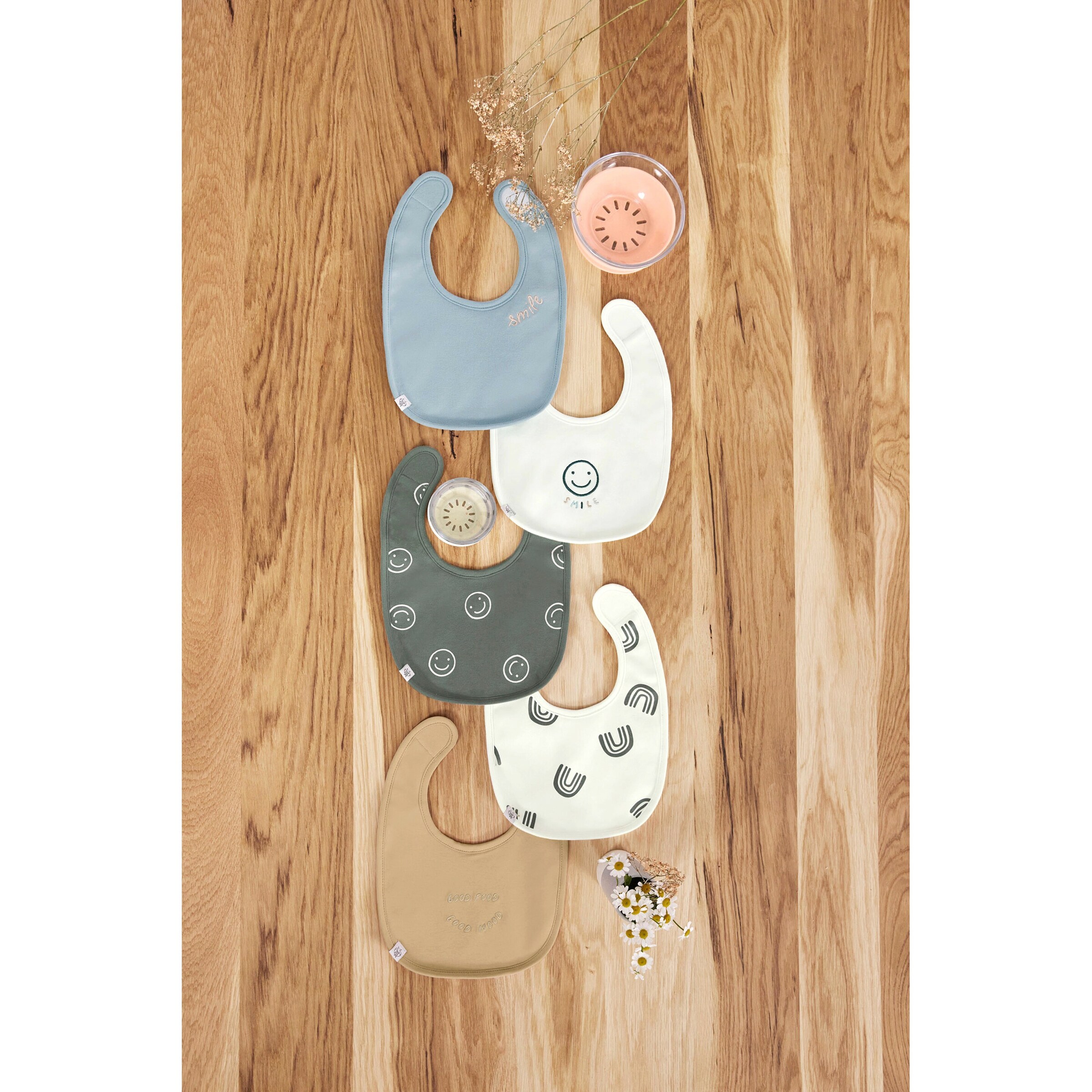 Lässig 5er-Pack Lätzchen Tiny Smile braun