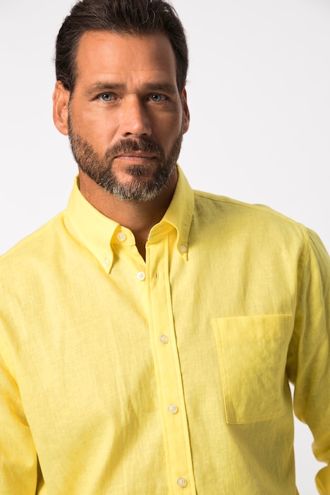 Leinenmixhemd, Langarm, Buttondown-Kragen, Modern Fit