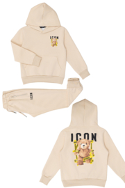 Warning bear icon set - beige