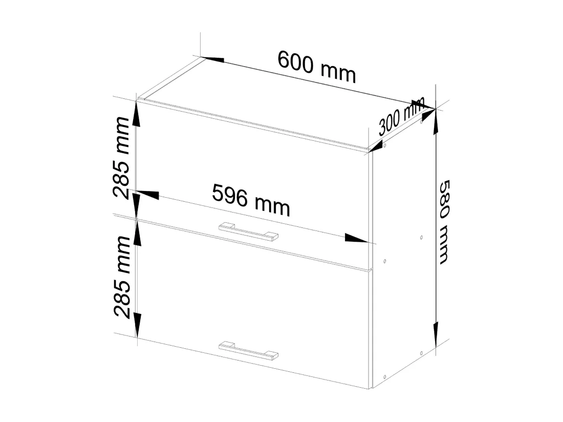 Armoires de cuisine haute AKORD W60 OLIWIA G2 Blanc 60 cm 2 portes façade Blanche 2 étagères 60x30x58 cm